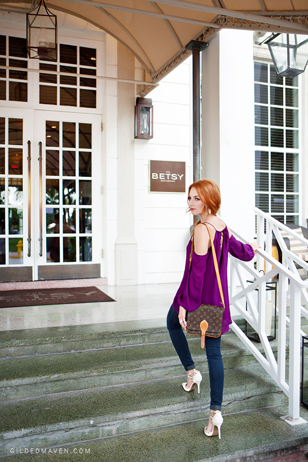 Cold-shoulder Purple Blouse by Haute Hippy on Gilded Maven. Great traditional fall style! gildedmaven.com