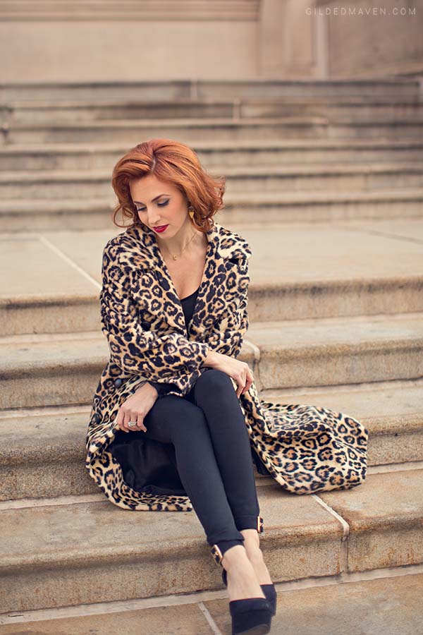 Vintage Faux Leopard Coat - gildedmaven.com