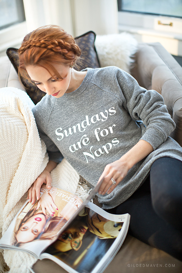 'Sundays are for Naps' sweatshirt on gildedmaven.com