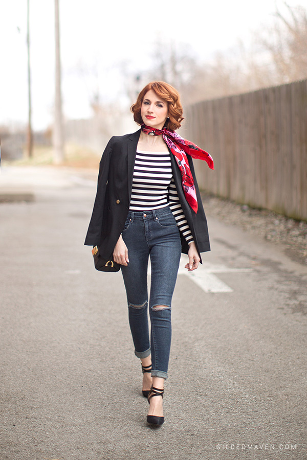 Stripes and Red accents! The perfect date-night outfit! SHOP the the look on gildedmaven.com!