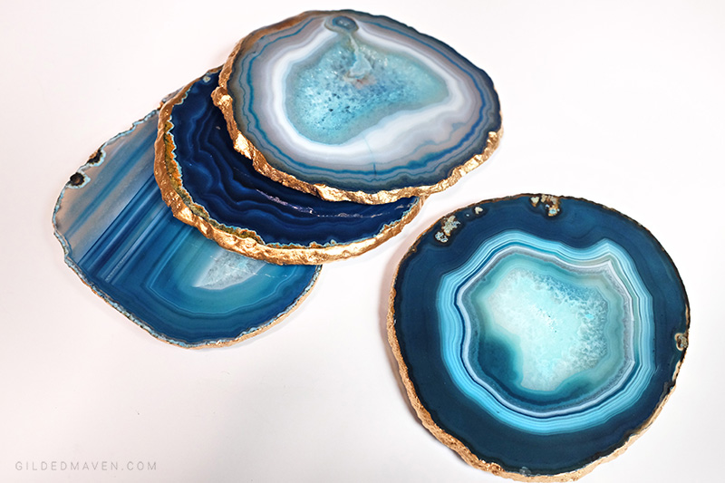 DIY Anthropologie style Gilded Agate Coaster Set Tutorial! This is SO easy and beautiful! Great gift idea too! GildedMaven.com