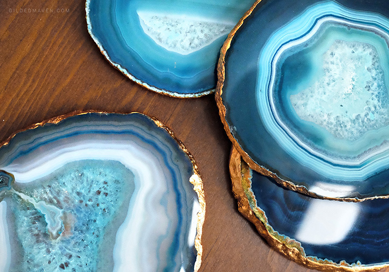 DIY Anthropologie style Gilded Agate Coaster Set Tutorial! This is SO easy and beautiful! Great gift idea too! GildedMaven.com