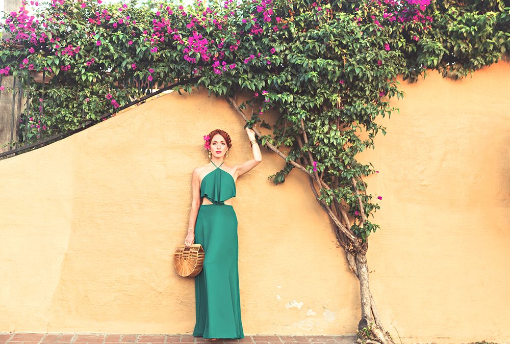 EMERALD GREEN HALTER DRESS