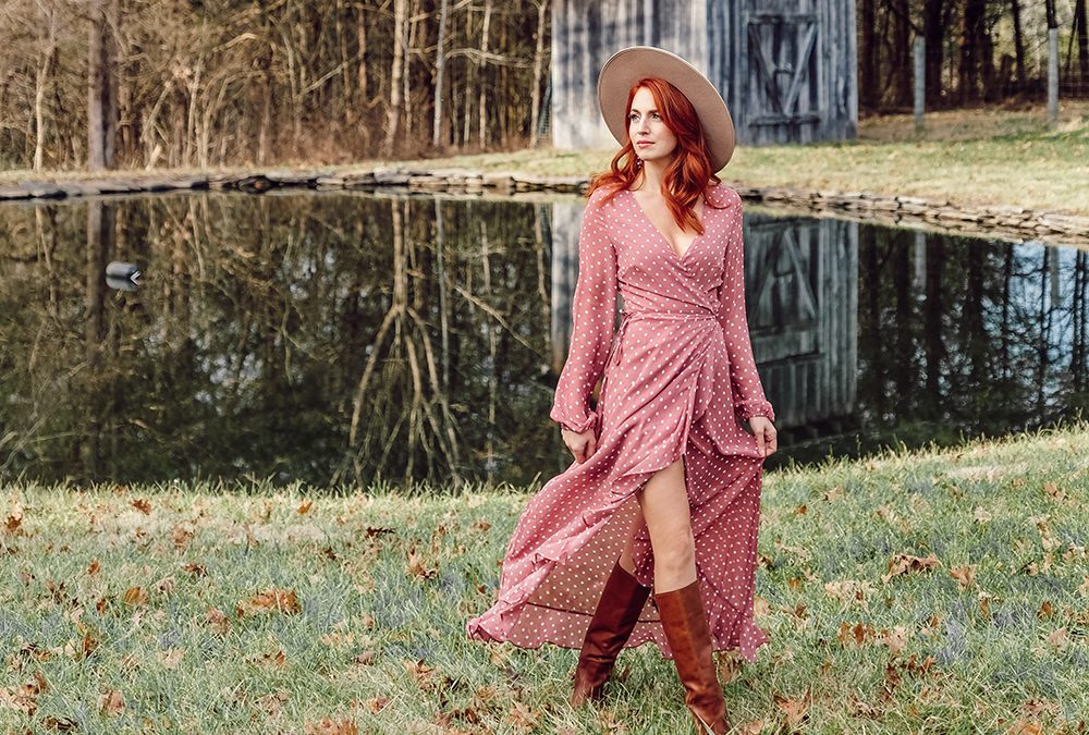 PINK RUFFLED WRAP DRESS